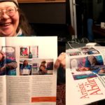 Teresa reading and enjoying the Vancouver Foundation article October 30 2017. Photos by Franke James